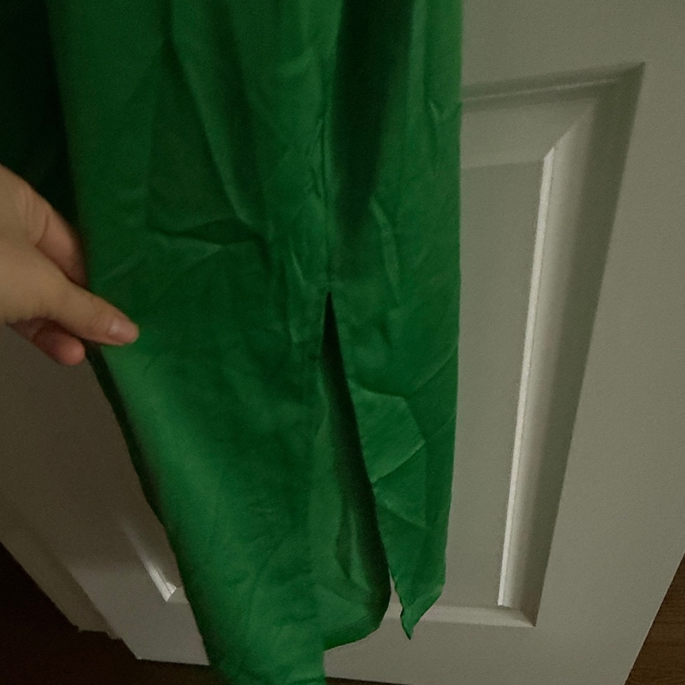 $475 ORIRE Amella Cold Shoulder Column Gown Elegant Green Off-Shoulder SZ 12 - Picture 10 of 10